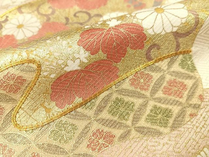 平和屋着物●訪問着 駒刺繍 道長吉祥花文 金彩 正絹 逸品 CABC2697vp