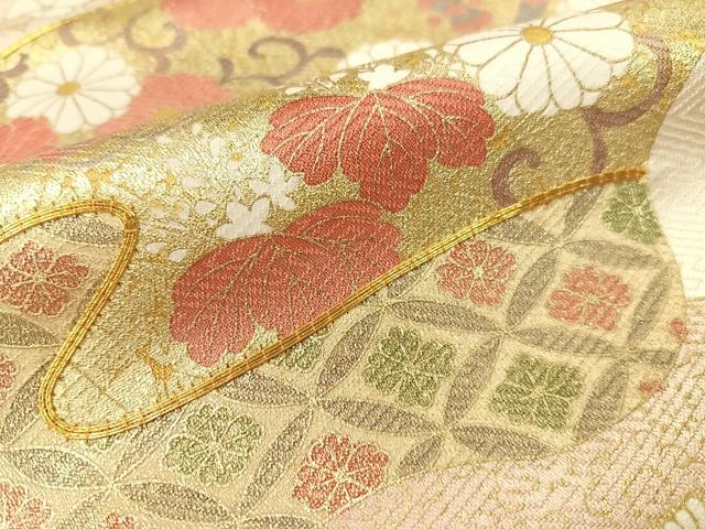 平和屋着物●訪問着 駒刺繍 道長吉祥花文 金彩 正絹 逸品 CABC2697vp