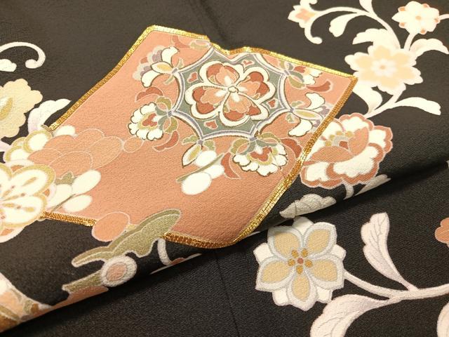 平和屋着物●創業460年・千總 黒留袖 駒刺繍 道長雪輪更紗菱文 金彩 三越扱い 正絹 逸品 CABC2698vp