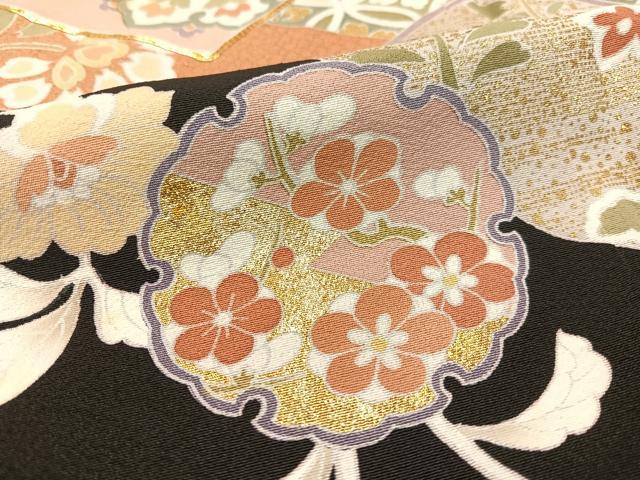 平和屋着物●創業460年・千總 黒留袖 駒刺繍 道長雪輪更紗菱文 金彩 三越扱い 正絹 逸品 CABC2698vp