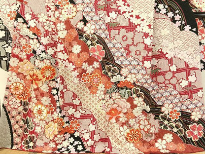 平和屋着物●中国三大刺繍 相良刺繍 振袖 駒刺繍 絞り 吉祥舞花文 銀通し地 正絹 逸品 CABC2699vp