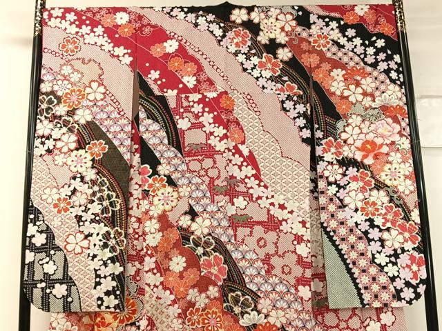 平和屋着物●中国三大刺繍 相良刺繍 振袖 駒刺繍 絞り 吉祥舞花文 銀通し地 正絹 逸品 CABC2699vp