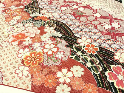 平和屋着物●中国三大刺繍 相良刺繍 振袖 駒刺繍 絞り 吉祥舞花文 銀通し地 正絹 逸品 CABC2699vp