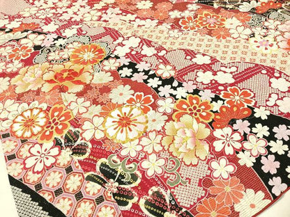 平和屋着物●中国三大刺繍 相良刺繍 振袖 駒刺繍 絞り 吉祥舞花文 銀通し地 正絹 逸品 CABC2699vp