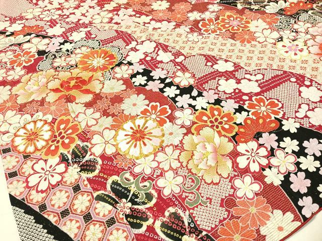 平和屋着物●中国三大刺繍 相良刺繍 振袖 駒刺繍 絞り 吉祥舞花文 銀通し地 正絹 逸品 CABC2699vp