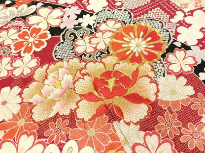 平和屋着物●中国三大刺繍 相良刺繍 振袖 駒刺繍 絞り 吉祥舞花文 銀通し地 正絹 逸品 CABC2699vp