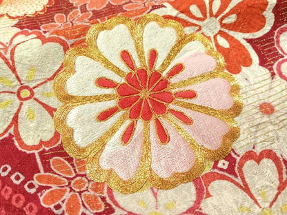平和屋着物●中国三大刺繍 相良刺繍 振袖 駒刺繍 絞り 吉祥舞花文 銀通し地 正絹 逸品 CABC2699vp