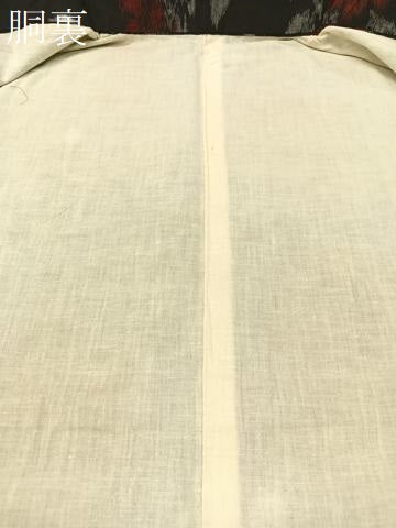 平和屋着物●久留米絣 更紗花文 黒地 綿 逸品 CABC2700vp