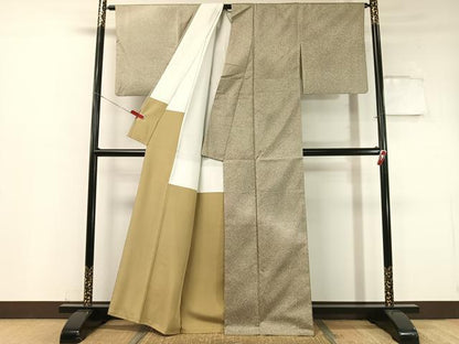 平和屋着物●本場縞大島紬 訪問着 上村絹織物謹製 霞文 証紙付き 正絹 逸品 CABC2703vp