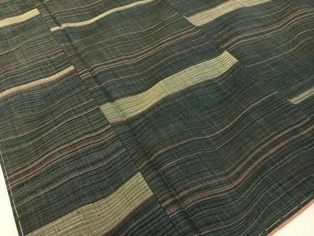 平和屋着物●高山紬 よろけ縞 証紙付き 正絹 逸品 未使用 CABC2704vp