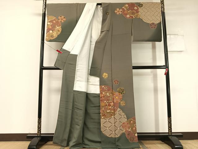 平和屋着物●訪問着 泰常 駒刺繍 鹿の子吉祥花文 暈し染め 金彩 正絹 逸品 CABC2706vp