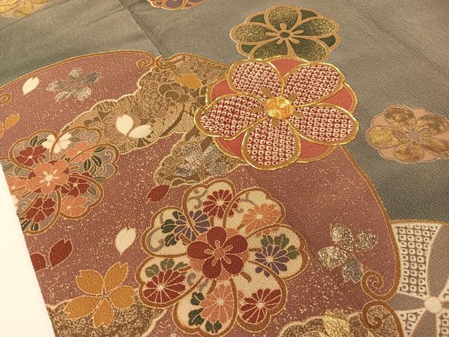 平和屋着物●訪問着 泰常 駒刺繍 鹿の子吉祥花文 暈し染め 金彩 正絹 逸品 CABC2706vp