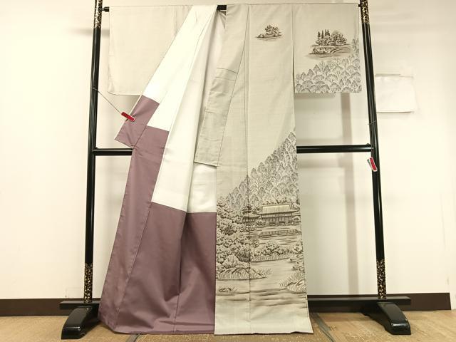 平和屋着物●本場大島紬 白大島 訪問着 作家物 手描き 中昌紬織物謹製 京・平安神宮 証紙付き 正絹 逸品 未使用 CABC2707vp