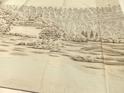 平和屋着物●本場大島紬 白大島 訪問着 作家物 手描き 中昌紬織物謹製 京・平安神宮 証紙付き 正絹 逸品 未使用 CABC2707vp
