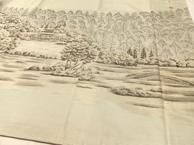 平和屋着物●本場大島紬 白大島 訪問着 作家物 手描き 中昌紬織物謹製 京・平安神宮 証紙付き 正絹 逸品 未使用 CABC2707vp