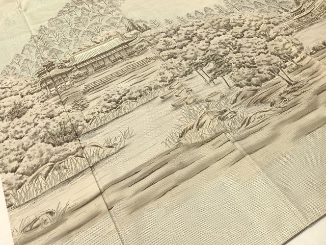 平和屋着物●本場大島紬 白大島 訪問着 作家物 手描き 中昌紬織物謹製 京・平安神宮 証紙付き 正絹 逸品 未使用 CABC2707vp