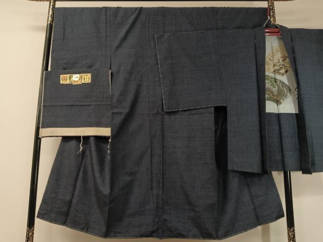 平和屋着物●男性 本場下野結城紬 アンサンブル 80亀甲 総詰め 証紙付き 正絹 逸品 未使用 CABC2708vp