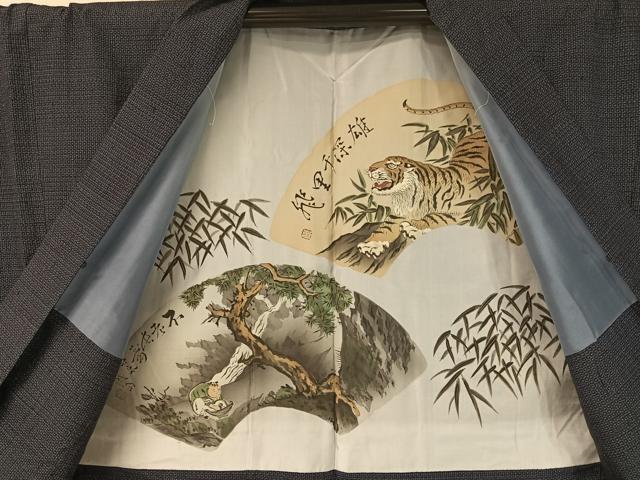 平和屋着物●男性 本場下野結城紬 アンサンブル 80亀甲 総詰め 証紙付き 正絹 逸品 未使用 CABC2708vp