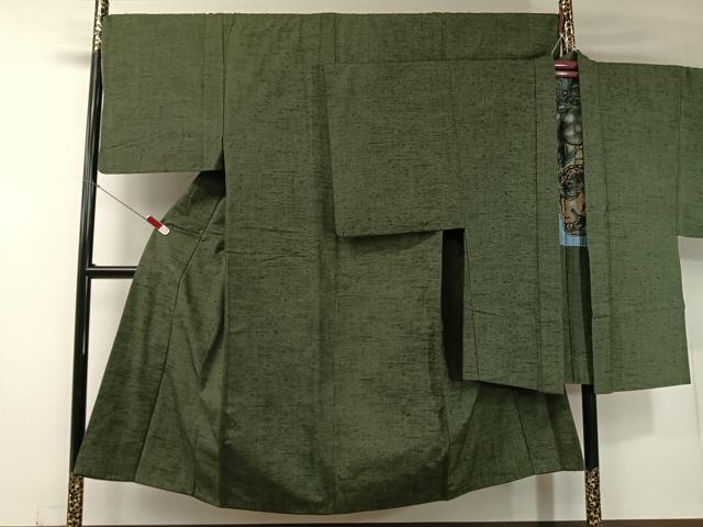 平和屋着物●男性 ひげ紬 アンサンブル 仙斉茶色 正絹 逸品 CABC2712vp