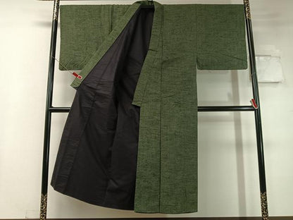 平和屋着物●男性 ひげ紬 アンサンブル 仙斉茶色 正絹 逸品 CABC2712vp