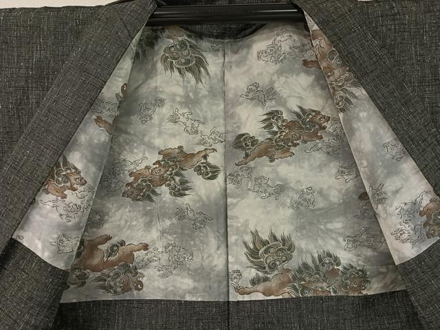 平和屋着物●男性 紬 アンサンブル 霞文 正絹 逸品 CABC2713vp