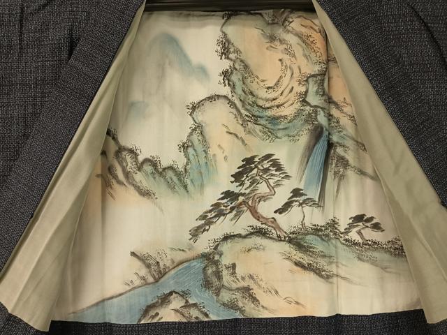 平和屋着物●男性 結城紬 アンサンブル 80亀甲 総詰め 正絹 逸品 CABC2718vp