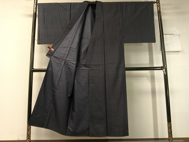 平和屋着物●男性 紬 アンサンブル 長襦袢セット 濃藍色 正絹 逸品 未使用 CABC2720vp