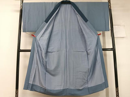 平和屋着物●男性 紬 アンサンブル 長襦袢セット 濃藍色 正絹 逸品 未使用 CABC2720vp