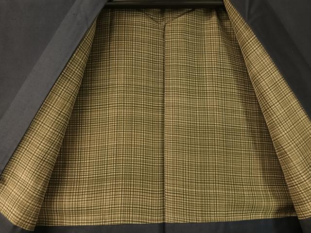 平和屋着物●男性 紬 アンサンブル 長襦袢セット 濃藍色 正絹 逸品 未使用 CABC2720vp