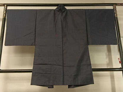平和屋着物●男性 紬 アンサンブル 長襦袢セット 濃藍色 正絹 逸品 未使用 CABC2720vp