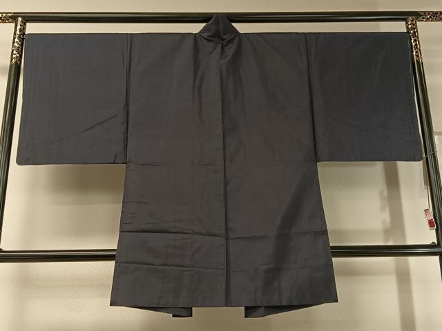 平和屋着物●男性 紬 アンサンブル 長襦袢セット 濃藍色 正絹 逸品 未使用 CABC2720vp
