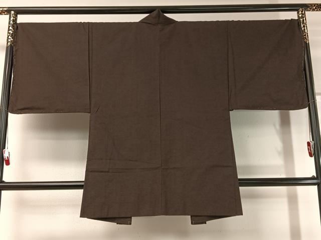 平和屋着物●男性 紬 アンサンブル 鉄黒色 正絹 逸品 CABC2722vp