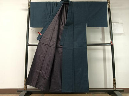 平和屋着物●男性 紬 アンサンブル 留紺色 正絹 逸品 CABC2724vp