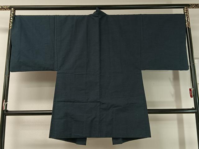 平和屋着物●男性 紬 アンサンブル 留紺色 正絹 逸品 CABC2724vp