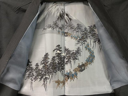 平和屋着物●男性 本場大島紬 アンサンブル 80亀甲 総詰め キングサイズ 正絹 逸品 CABC2729vp