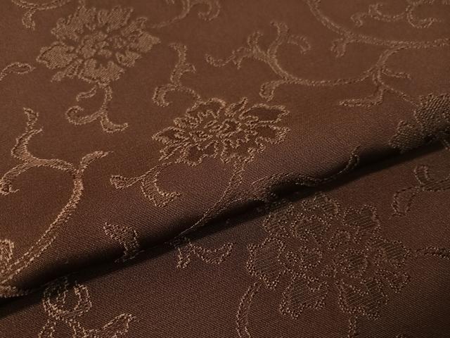 平和屋着物●上質なお召　更紗唐草文　黒鳶色　正絹　逸品　CABC2736vp