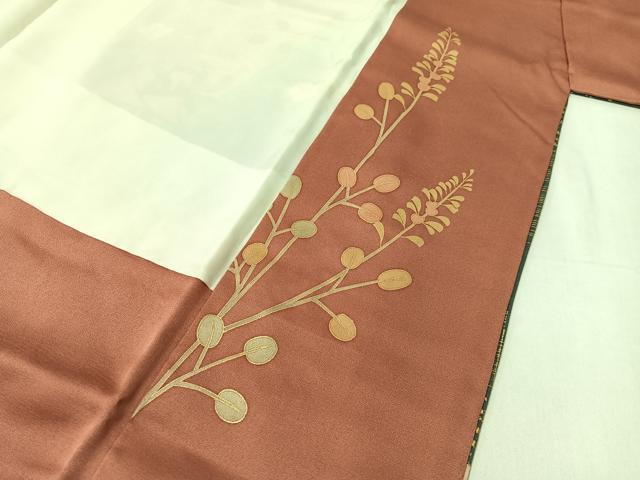 平和屋着物●訪問着 松峰 駒刺繍 舞花文 暈し染め 金彩 反端付き 正絹 逸品 CABC2737vp