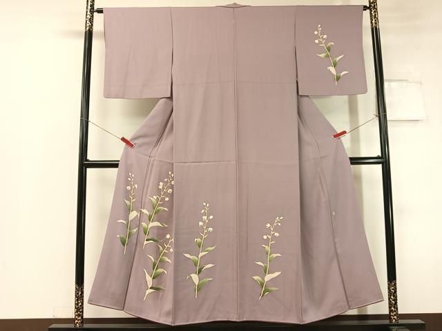 平和屋着物●本加賀友禅作家 沢飯芳雄 訪問着 草花文 正絹 逸品 CABC2738vp
