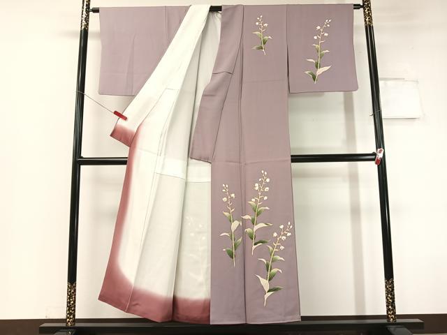 平和屋着物●本加賀友禅作家 沢飯芳雄 訪問着 草花文 正絹 逸品 CABC2738vp