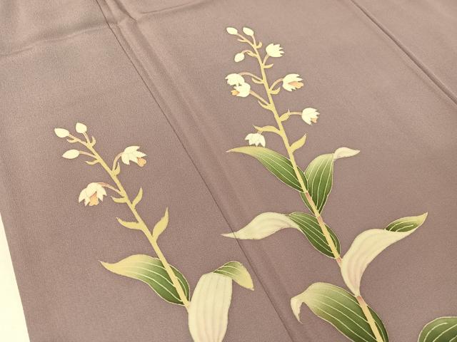 平和屋着物●本加賀友禅作家 沢飯芳雄 訪問着 草花文 正絹 逸品 CABC2738vp