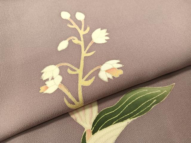 平和屋着物●本加賀友禅作家 沢飯芳雄 訪問着 草花文 正絹 逸品 CABC2738vp