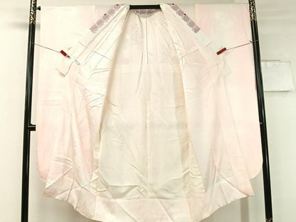 平和屋着物●振袖用長襦袢 無双仕立て 雪輪花地紋 暈し染め 半衿刺繍 正絹 逸品 CABC2744vp