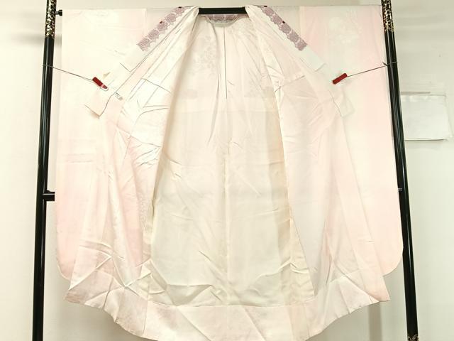 平和屋着物●振袖用長襦袢 無双仕立て 雪輪花地紋 暈し染め 半衿刺繍 正絹 逸品 CABC2744vp