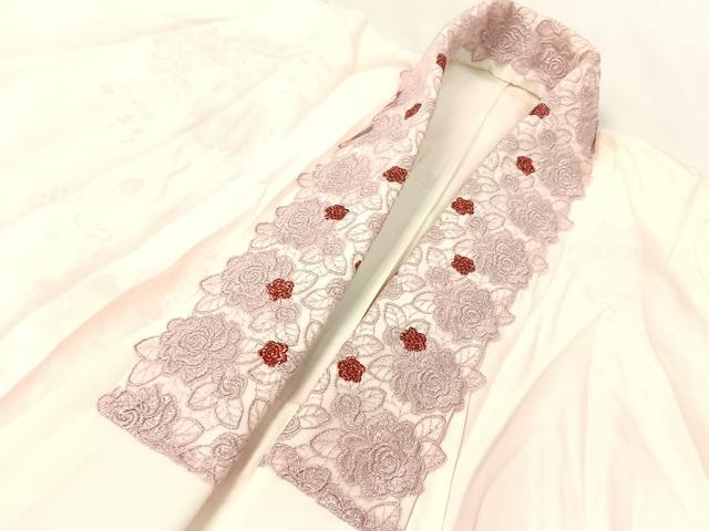 平和屋着物●振袖用長襦袢 無双仕立て 雪輪花地紋 暈し染め 半衿刺繍 正絹 逸品 CABC2744vp