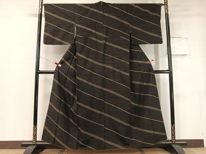 平和屋着物●上質な紬 斜線文 正絹 逸品 CABC2745vp