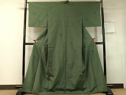 平和屋着物●上質な紬　手描き　跳び兎　正絹　逸品　CABC2746vp