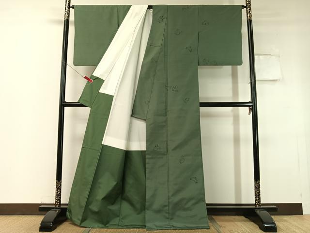 平和屋着物●上質な紬　手描き　跳び兎　正絹　逸品　CABC2746vp