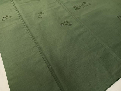 平和屋着物●上質な紬　手描き　跳び兎　正絹　逸品　CABC2746vp
