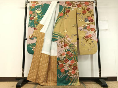 平和屋着物●豪華振袖 駒刺繍 雲取り花丸文 暈し染め 金彩 正絹 逸品 CABC2749vp