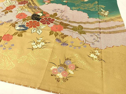平和屋着物●豪華振袖 駒刺繍 雲取り花丸文 暈し染め 金彩 正絹 逸品 CABC2749vp